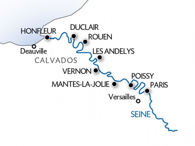 ルノワール号|7月19日パリ出発セーヌ川クルーズ5日間　日程Map