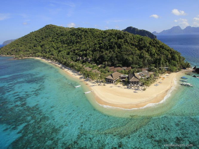 フィリピン最後の秘境の水上コテージ【エルニド】パングラシアンアイランドのハネムーン・新婚旅行・無料アクティビティ・予算・費用・お見積もりは名古屋のエルニド専門店グラージュへ Pangulasian Island - Aerial View