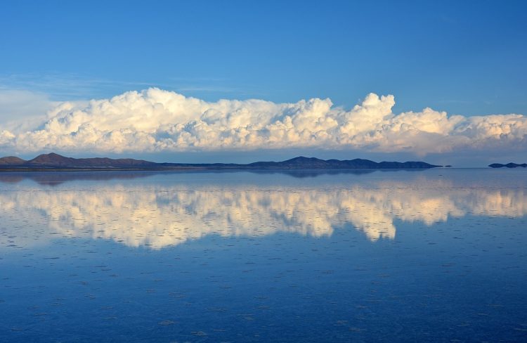 快晴のウユニ塩湖,鏡の湖
