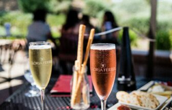 two champagne glasses on top table