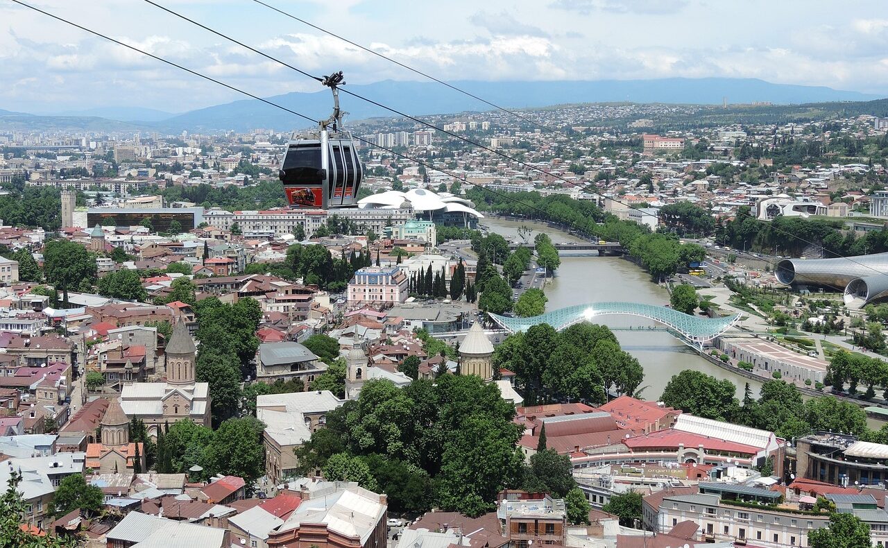 tbilisi, ropeway, nature, georgia, cable, city, caucasus, landmark, sightseeing, mountain, cableway, cityscape, mtkvari