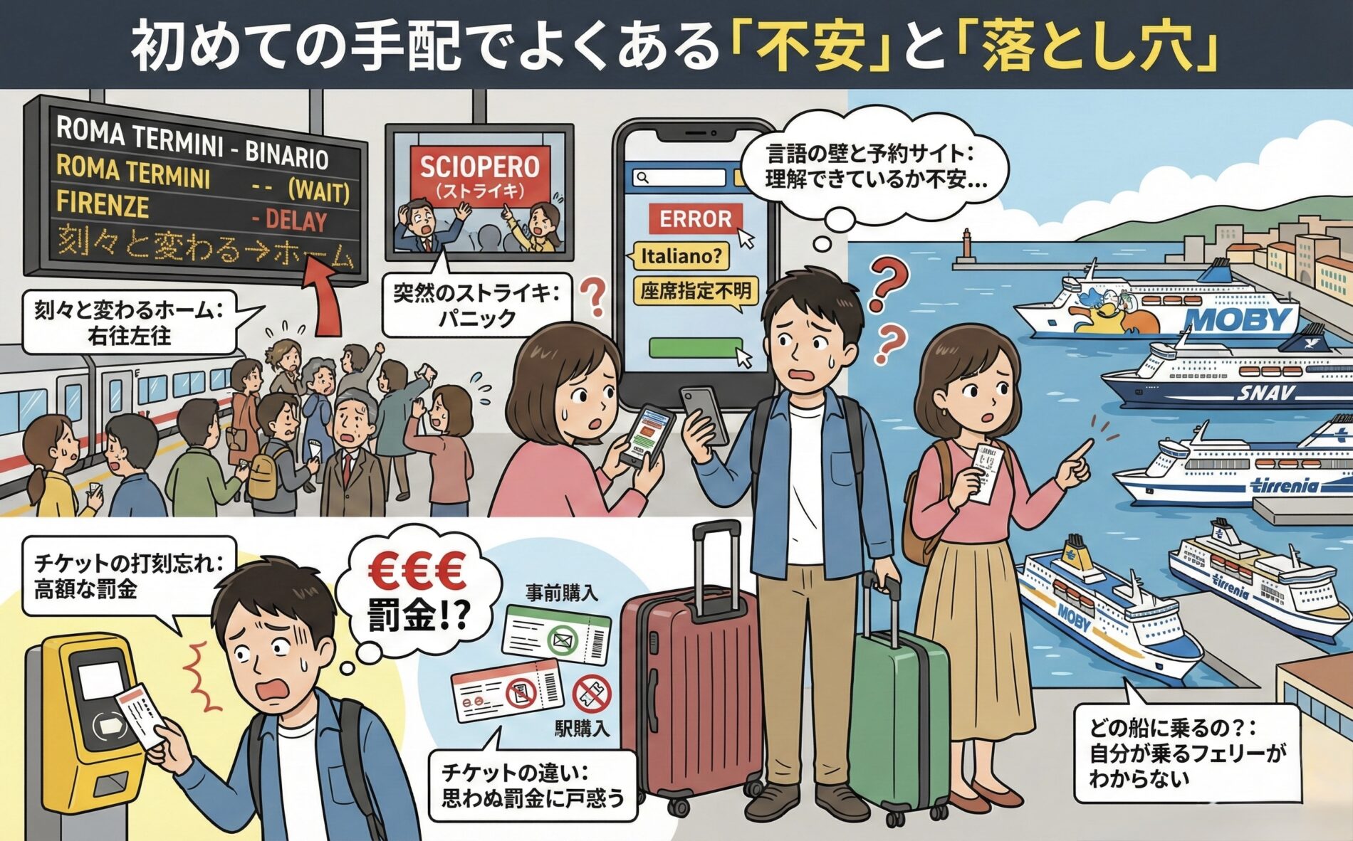 初めてのイタリア旅行の 手配でよくある「不安」「落とし穴」と解決方法。