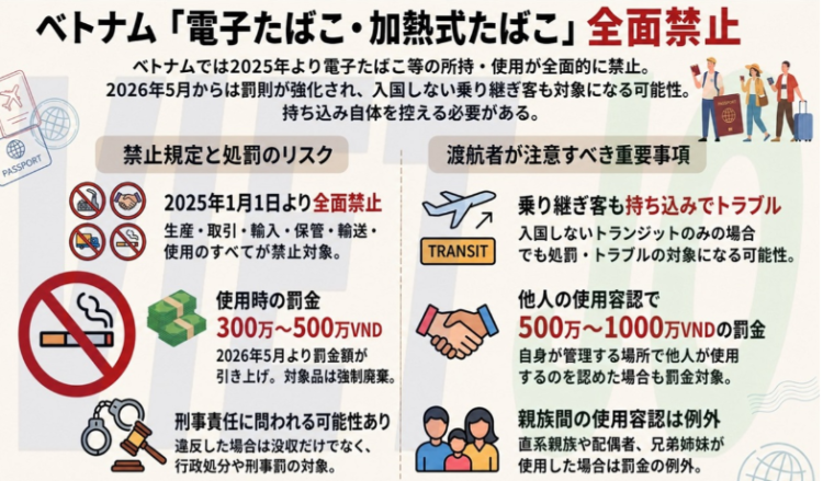 ベトナムで電子たばこ・加熱式たばこは禁止